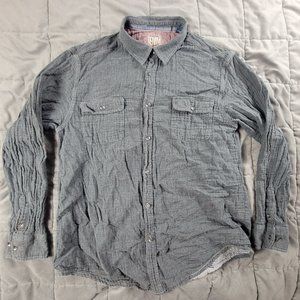 Tommy Bahama Denim Mens XL Gray Button Shirt Long Sleeve Casual Formal Party
